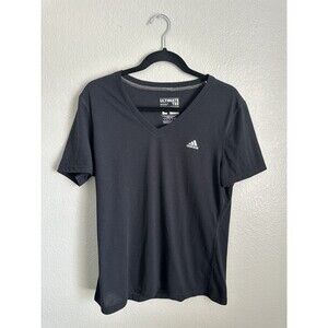 Adidas Shirt Mens Large Black Ultimate Tee Climalite V Neck Athletic Performance